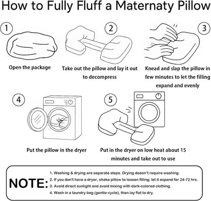Pregnancy Pillow, Portable Maternity Pillow for Pregnant Women, Travel Wedge Pillow for Side Sleeper, Relief Body Pillow Support for Back, Belly, Waist, Removable & Adjustable Cover, Pink